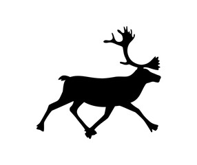 black reindeer silhouette isolated on white background