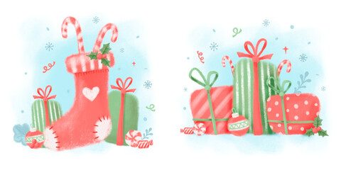 New year background. Hand-drawn christmas elements