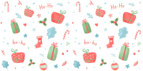 New year background. Hand-drawn christmas elements