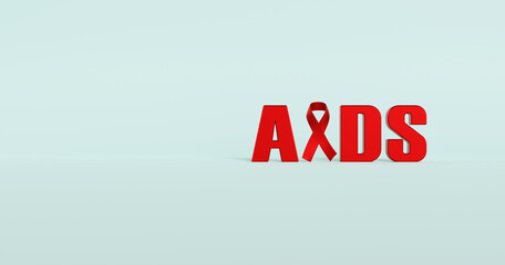 Red Ribbon. World Aids Day. 3D Rendering, 3D Illustration.
