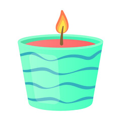 Burning decorative candle. Candlelight cartoon vector illustration. Aroma therapy, decoration, hobby, handmade concept