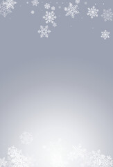 Silver Snowflake Vector Gray Background.