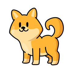 Kawaii anime dog standing and waiting for owner, puppy sticker. Funny dog cartoon character vector illustration for comics. Japanese manga, art and culture concept