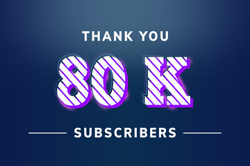 80 K  subscribers celebration greeting banner with Stripe Design