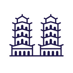 Asian Temple or Palace Icon in Line Art