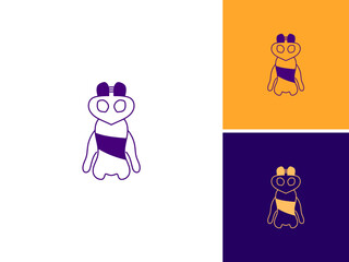 Naklejka premium ILLUSTRATION CARTOON MONSTER ALIEN MASCOT CHARACTER SIMPLE LOGO ICON TEMPLATE DESIGN VECTOR