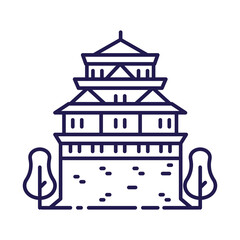 Obraz premium Asian Castle or Palace Icon in Line Art