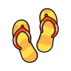 Hawaii pair of rubber sandals sticker for embroidery fashion designs. Cartoon vector illustration isolated on white background