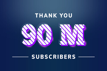 90 Million  subscribers celebration greeting banner with Stripe Design
