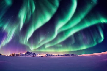  green aurora borealis, polar lights over ice and snow landscape, generative ai © Felix