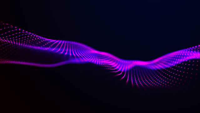 Technology background. Abstract digital particle wave. Futuristic dotted wave. Network connection structure. 3D rendering. © Viktor