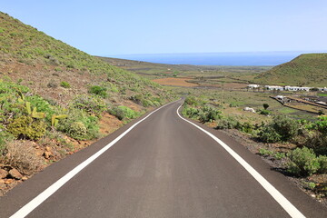 View on a road in the Chinijo Archipelago Natural Park to Lanzarote
