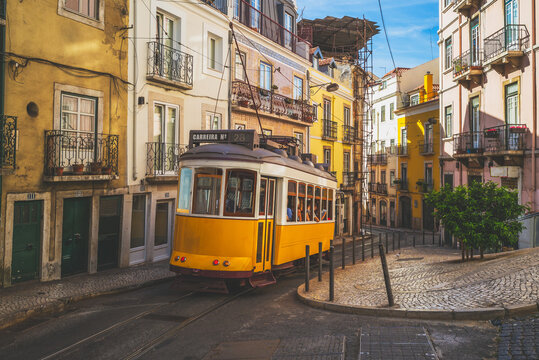 The classic route, number 28 tram of lisbon in portugal © Simon