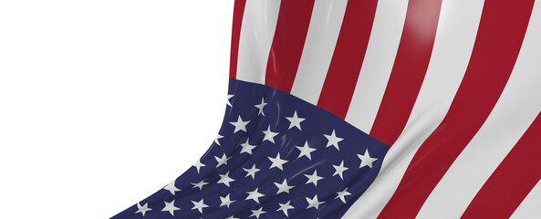 Waving flag of United States - Flag of America - 3D illustration