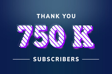750 K  subscribers celebration greeting banner with Stripe Design