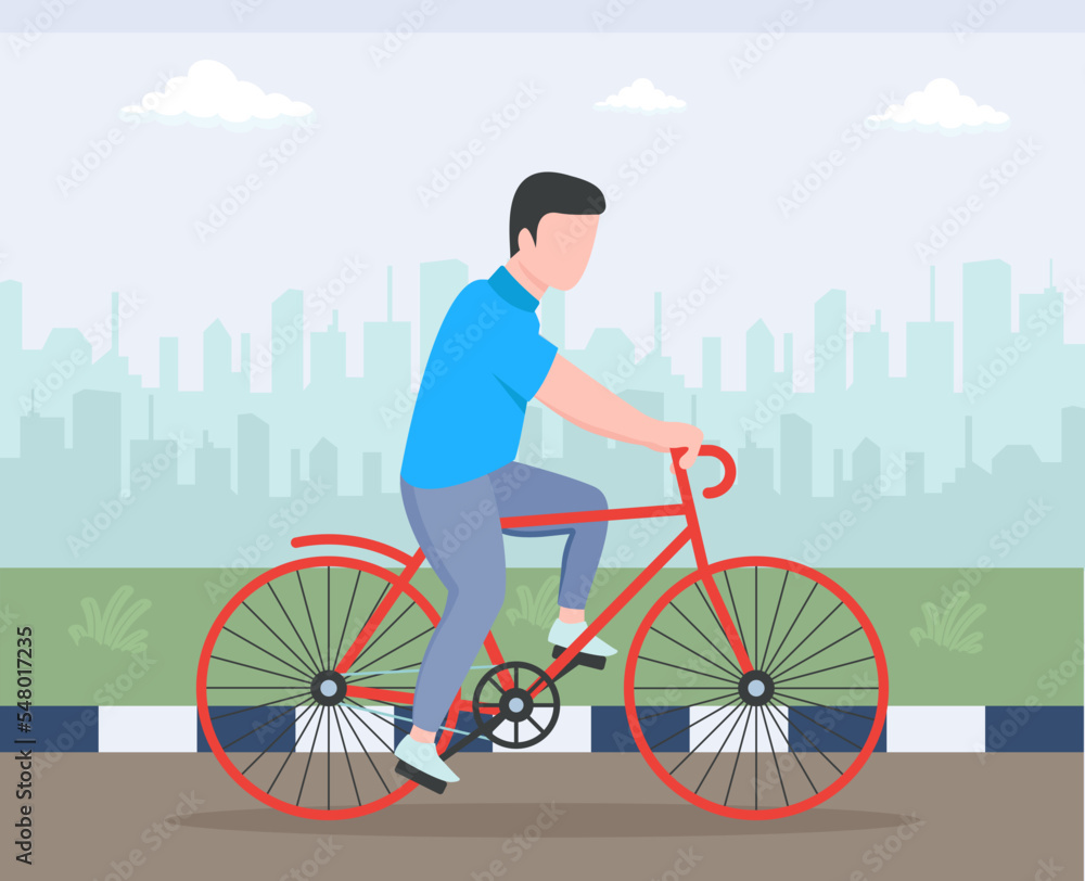 Poster person doing cycling flat illustrative design