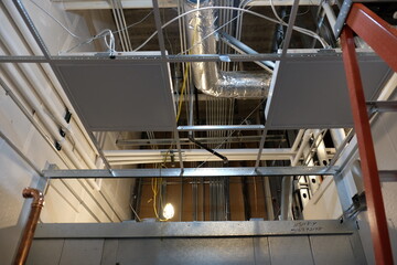 ceiling grid and duct work during construction