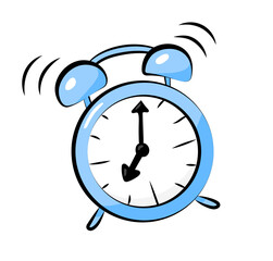 Niebieski budzik ilustracja blue alarm clock illustration - obrazy, fototapety, plakaty