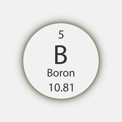 Boron symbol. Chemical element of the periodic table. Vector illustration.