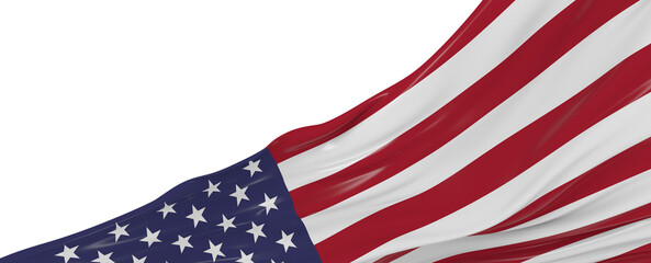 Waving flag of United States - Flag of America - 3D illustration