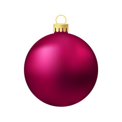 Pink Christmas tree toy or ball Volumetric and realistic color illustration