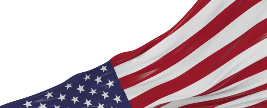 Waving flag of United States - Flag of America - 3D illustration