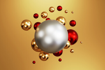 Abstract Group of Shiny Sphere Ornaments. 3d illustration