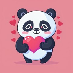 Cute panda holding love heart cartoon 2d illustrated icon illustration. animal nature icon concept isolated premium 2d illustrated. flat cartoon style