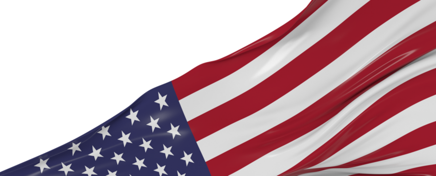 American flag on grey background. Copy space