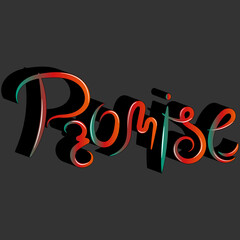 promise. vector hand drawn word with shadow and gradient for printing on t-shirts, hoodies, stickers, bags