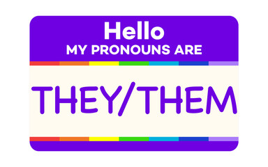 Pronouns badge they them colorful style. Vector 10 eps