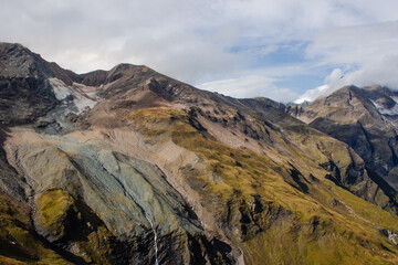 View of the Austrian Alps on the Grossglockner. Sunny day in the mountains. Landscape 