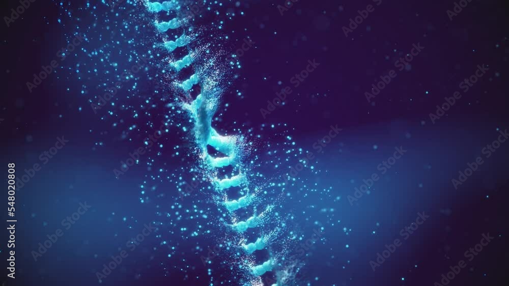 Poster particles merging to create double helix dna molecule. evolutionary genetics emergence of life (abio