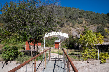 Gated entrance to Artchers Park in the Mogollon Ghost town in New Mexico