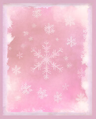 Snowflake background beautiful art watercolor block print design for poster, invitations, papers, wallpaper in winter colors and soft pastels. - 548021055