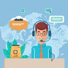 Customer support flat illustration