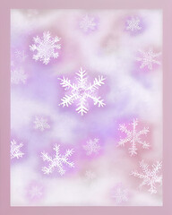 Snowflake background beautiful art watercolor block print design for poster, invitations, papers, wallpaper in winter colors and soft pastels. - 548021860
