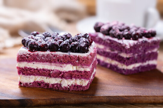Piece of cake with blueberry