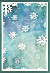 Snowflake background beautiful art watercolor block print design for poster, invitations, papers, wallpaper in winter colors and soft pastels. - 548022032