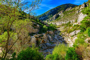 Fototapeta na wymiar The spectacular Gorges du Congoust in the South of France near the village of Camplong d'Aude