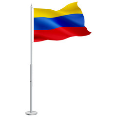 Isolated waving national flag of Venezuela on flagpole