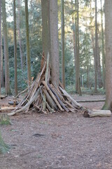 FU 2022-02-12 DellDunn 186 Im Wald steht ein Zelt aus Holz