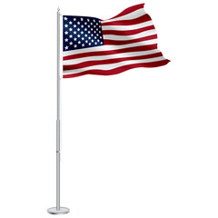 Isolated waving national flag of USA on flagpole - obrazy, fototapety, plakaty