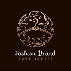 Circle Floral Fashion Store Hanger Logo Design Vector