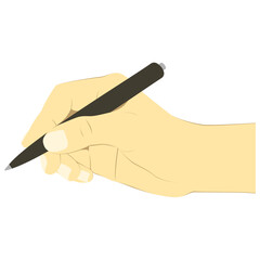 Hand holding pen or pencil in vector graphics