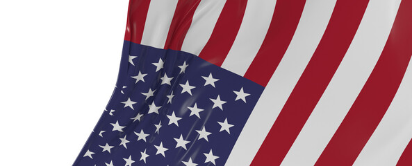 Fototapeta premium American flag on grey background. Copy space