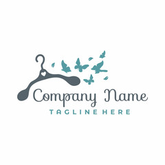 Fashion Hanger Butterfly Logo Design
