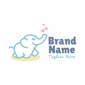 Cute Elephant logo design for baby and kids store