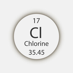 Chlorine symbol. Chemical element of the periodic table. Vector illustration.
