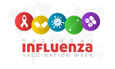 Vector illustration design concept of National Influenza Vaccination Week observed on December